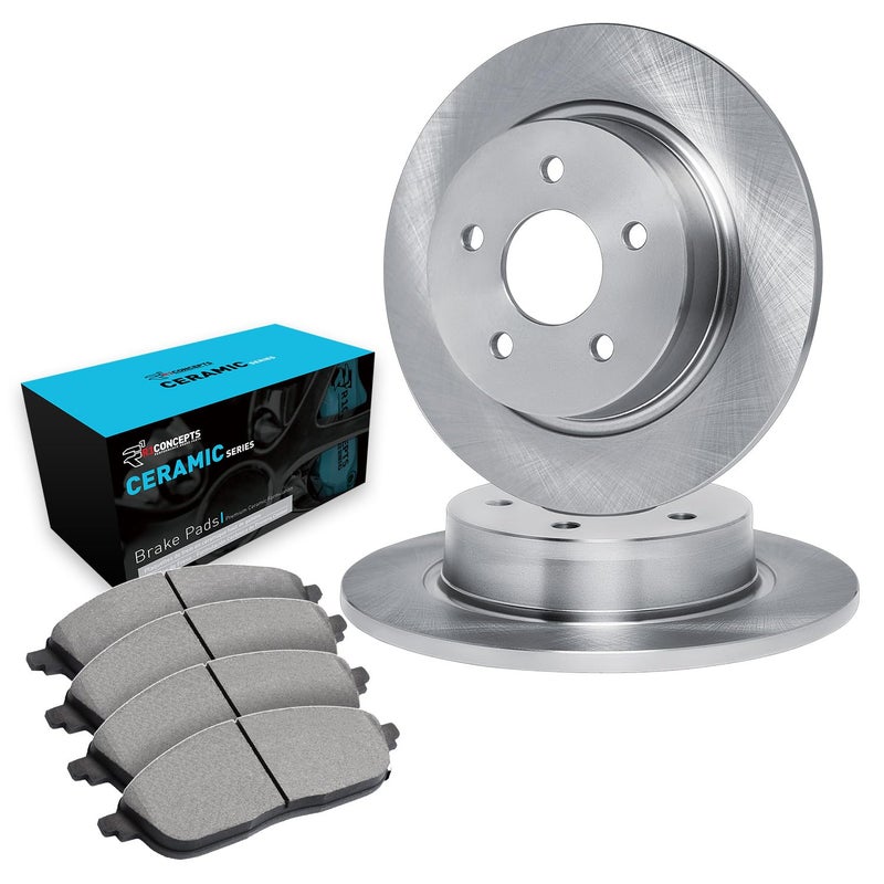 R1 Concepts Rear Brake Kit For 2015-2017 Chrysler 200; 2014-2021 Jeep Cherokee| Blank Brake Rotors| Ceramic Brake Pads and Rotors Kit - Image 1